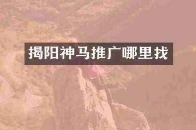 揭阳神马推广哪里找