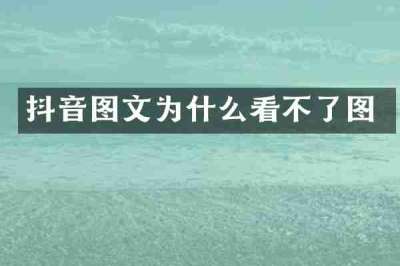 抖音图文为什么看不了图