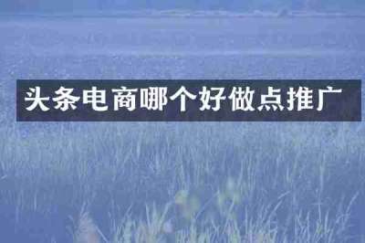 头条电商哪个好做点推广