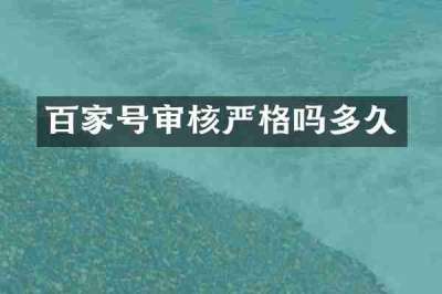 百家号审核严格吗多久