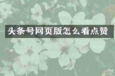 头条号网页版怎么看点赞