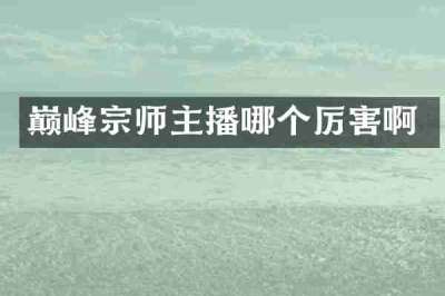 巅峰宗师主播哪个厉害啊