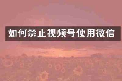 如何禁止视频号使用微信