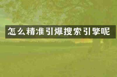 怎么精准引爆搜索引擎呢