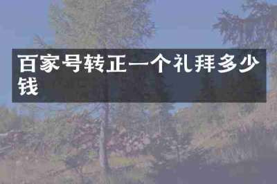 百家号转正一个礼拜多少钱