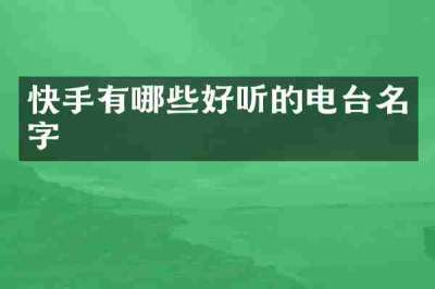 快手有哪些好听的电台名字