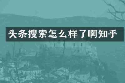 头条搜索怎么样了啊知乎