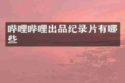 哔哩哔哩出品纪录片有哪些
