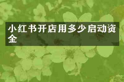 小红书开店用多少启动资金