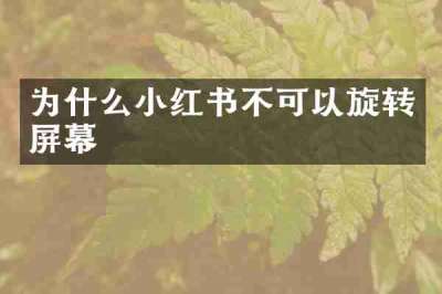 为什么小红书不可以旋转屏幕