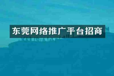 东莞网络推广平台招商