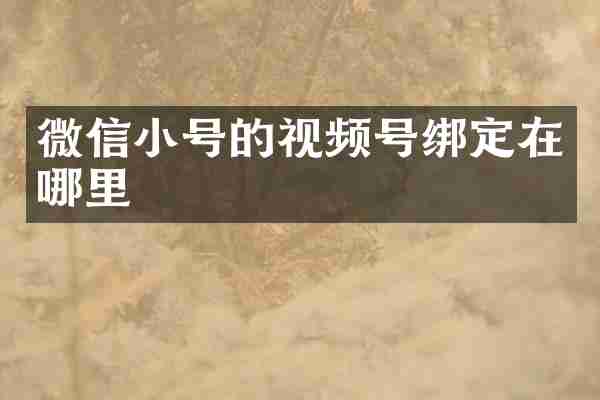 微信小号的视频号绑定在哪里