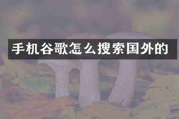 手机谷歌怎么搜索国外的