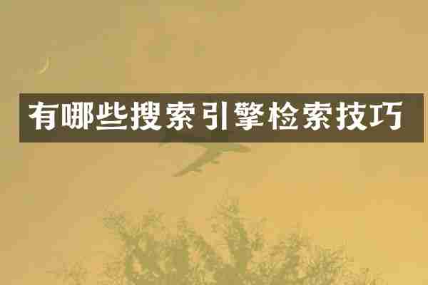 有哪些搜索引擎检索技巧