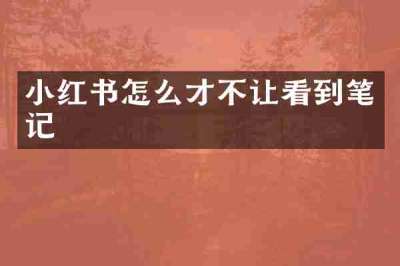 小红书怎么才不让看到笔记