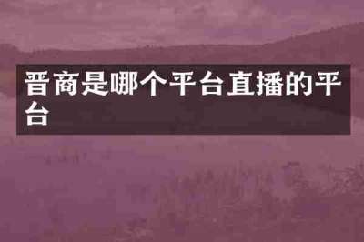 晋商是哪个平台直播的平台