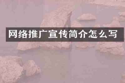 网络推广宣传简介怎么写