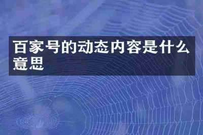 百家号的动态内容是什么意思