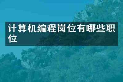 计算机编程岗位有哪些职位