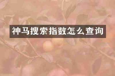 神马搜索指数怎么查询