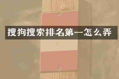 搜狗搜索排名第一怎么弄