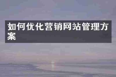如何优化营销网站管理方案