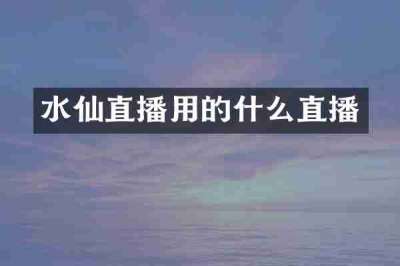 水仙直播用的什么直播
