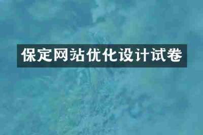 保定网站优化设计试卷