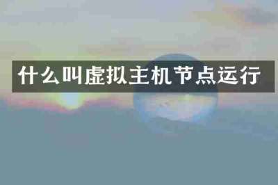 什么叫虚拟主机节点运行