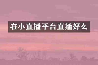 在小直播平台直播好么