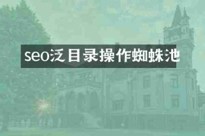 seo泛目录操作蜘蛛池