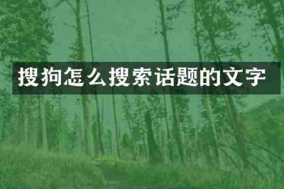 搜狗怎么搜索话题的文字