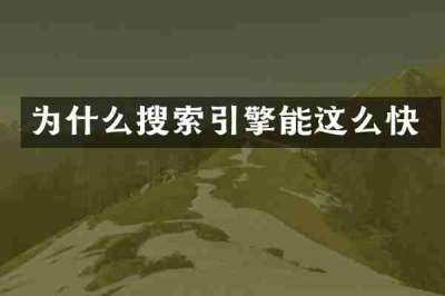 为什么搜索引擎能这么快