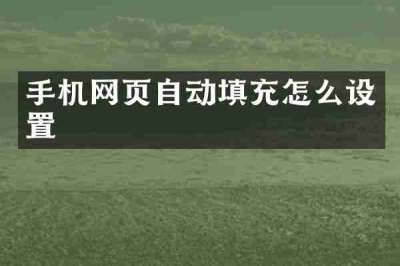 手机网页自动填充怎么设置