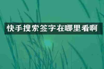快手搜索签字在哪里看啊