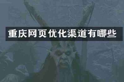 重庆网页优化渠道有哪些