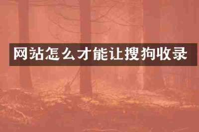 网站怎么才能让搜狗收录