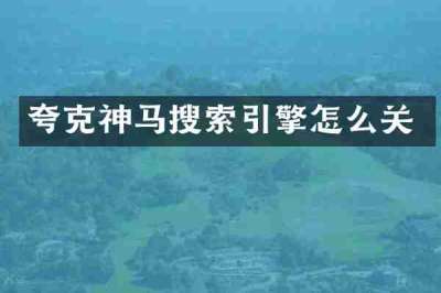 夸克神马搜索引擎怎么关