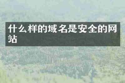 什么样的域名是安全的网站