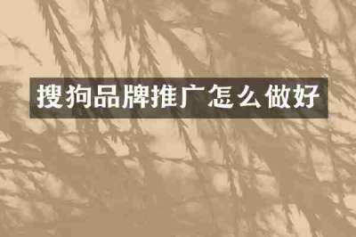 搜狗品牌推广怎么做好