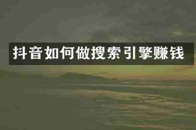 抖音如何做搜索引擎赚钱