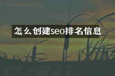 怎么创建seo排名信息