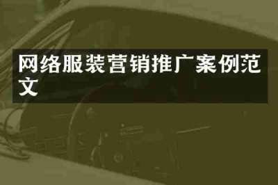 网络服装营销推广案例范文