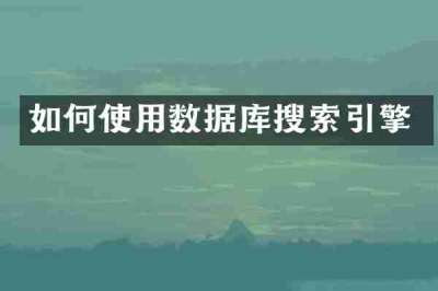 如何使用数据库搜索引擎