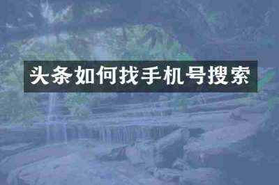 头条如何找手机号搜索