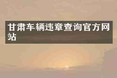 甘肃车辆违章查询官方网站
