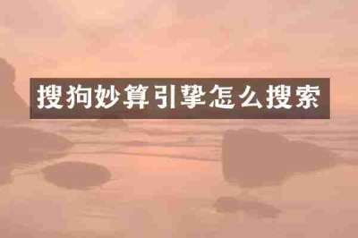 搜狗妙算引挚怎么搜索