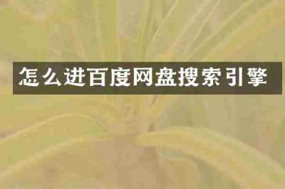 怎么进百度网盘搜索引擎