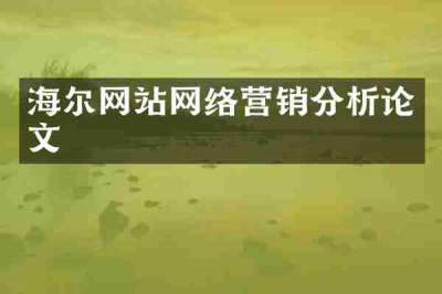 海尔网站网络营销分析论文