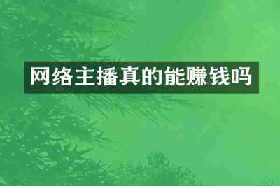 网络主播真的能赚钱吗